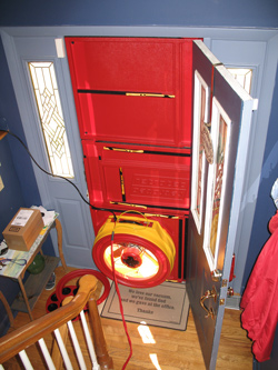 Blower door test for Vestal homes